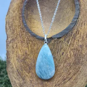 Amazonite Crystal Necklace: Minimalist Gemstone Chain pendant