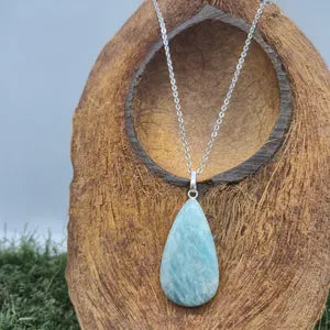 Amazonite Crystal Necklace: Minimalist Gemstone Chain pendant