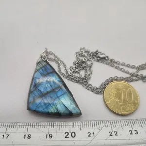 Flashy Labradorite Crystal Necklace, Green Stone Chain Necklace