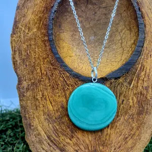 Malachite Cabochon Necklace: Unisex Healing Stone