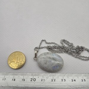 Moonstone Necklace – Cabochon Gemstone Pendant with Stainless Steel Chain