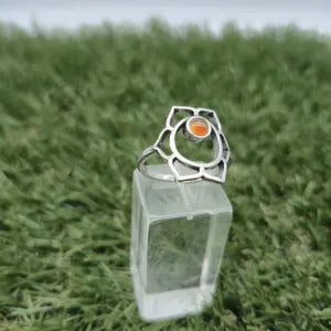Carnelian Silver Plated Ring for Women - Chakra Adjustable Ring
