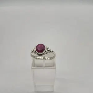 Faceted Ruby Ring – Adjustable Silver-Plated Gemstone Ring for Women