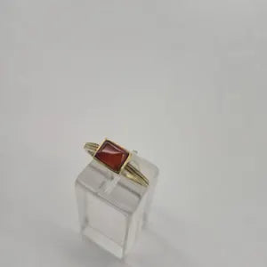 Carnelian Crystal Adjustable Brass Ring for Women