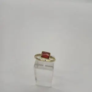 Carnelian Crystal Adjustable Brass Ring for Women
