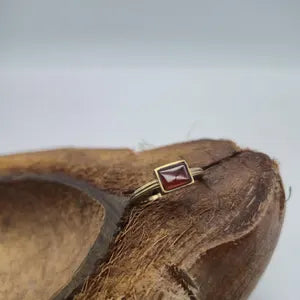 Carnelian Crystal Adjustable Brass Ring for Women