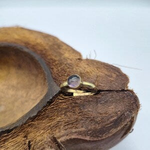 Amethyst Crystal Brass Adjustable Ring