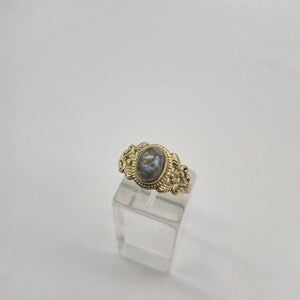 Labradorite Crystal Brass Ring