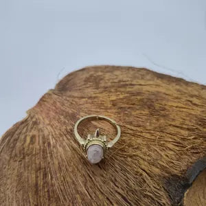 Rose Quartz Ring – Adjustable Brass Gemstone Ring for Women