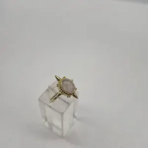 Rose Quartz Ring – Adjustable Brass Gemstone Ring for Women