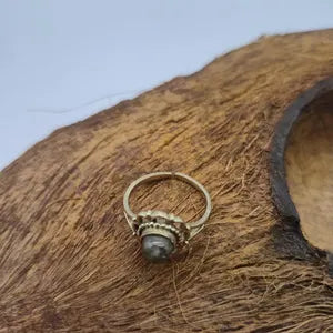 Labradorite Crystal Brass Ring