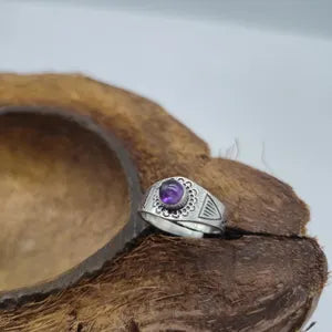Amethyst Silver Plated Adjustable Ring for Women