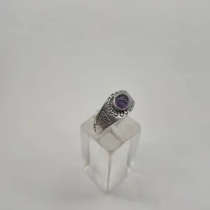 Amethyst Silver Plated Adjustable Ring for Women