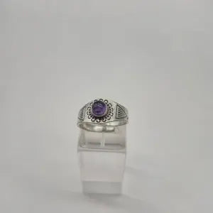 Amethyst Silver Plated Adjustable Ring for Women