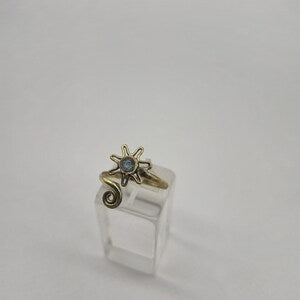 Shiny Labradorite Brass Adjustable Ring for Women