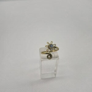 Shiny Labradorite Brass Adjustable Ring for Women