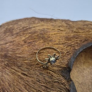 Shiny Labradorite Brass Adjustable Ring for Women