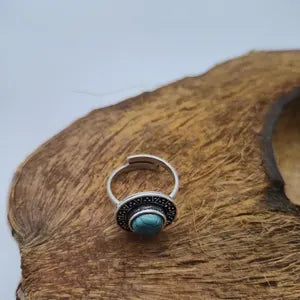Turquoise Silver Plated Adjustable Ring