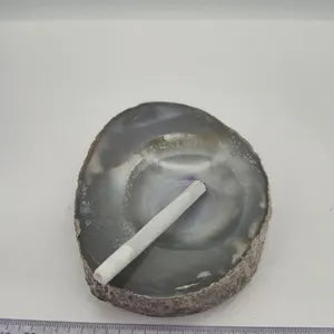 Natural Gray Agate Ashtray 449 gr – Crystal Smoking Decor
