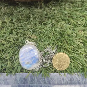 Moonstone Silver Necklace – Minimalist Moonstone Pendant with Stainless Steel Chain