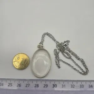 Clear Quartz Necklace – Crystal Pendant in Silver Bezel with Stainless Steel Chain