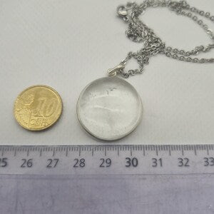 Clear Quartz Necklace – Crystal Pendant in Silver Bezel with Stainless Steel Chain