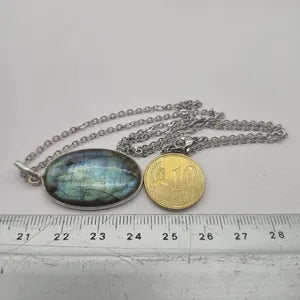 Labradorite Silver Necklace with Steel Chain