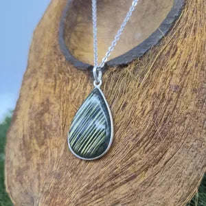 Labradorite Silver Necklace with Steel Chain