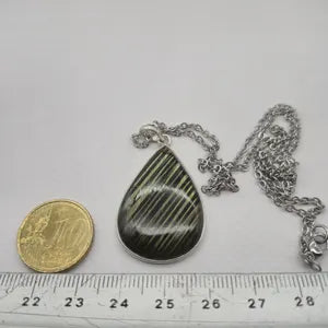 Labradorite Silver Necklace with Steel Chain