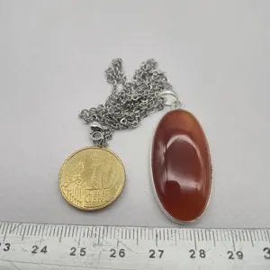 Carnelian Silver Necklace – Orange Gemstone Pendantwith Stainless Steel Chain