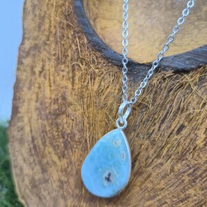 Larimar Sterling Silber 925 Anhänger Cabochon geschnitten Heilkristall