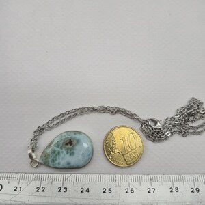 Larimar Sterling Silber 925 Anhänger Cabochon geschnitten Heilkristall