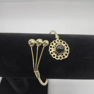Black Tourmaline Brass Adjustable Bracelet