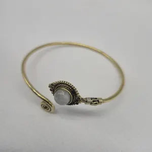 Moonstone Brass Adjustable Bracelet – Handmade Gemstone Jewelry for Women
