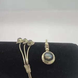 Labradorite Brass Adjustable Bracelet – Handmade Gemstone Jewelry for Women