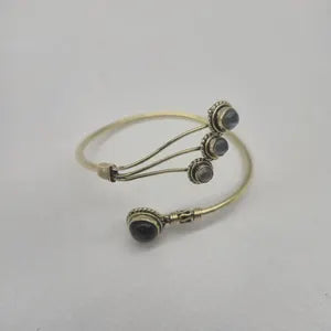 Labradorite Brass Adjustable Bracelet – Handmade Gemstone Jewelry for Women