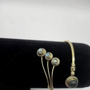 Labradorite Brass Adjustable Bracelet – Handmade Gemstone Jewelry for Women