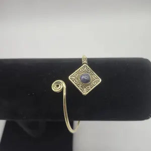 Lapis Lazuli Brass Adjustable Bracelet – Handmade Gemstone Jewelry for Women