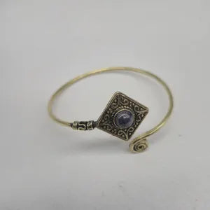Lapis Lazuli Brass Adjustable Bracelet – Handmade Gemstone Jewelry for Women