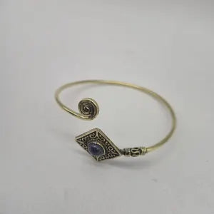 Lapis Lazuli Brass Adjustable Bracelet – Handmade Gemstone Jewelry for Women