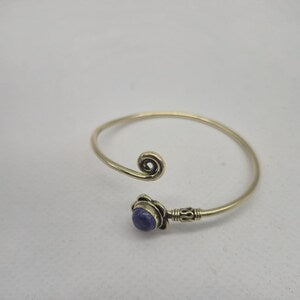 Lapis Lazuli Brass Adjustable Bracelet – Handmade Gemstone Jewelry for Women