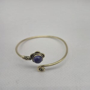 Lapis Lazuli Brass Adjustable Bracelet – Handmade Gemstone Jewelry for Women