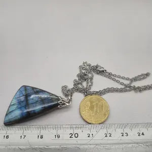 Flashy Labradorite Crystal Necklace, Green Stone Chain Necklace