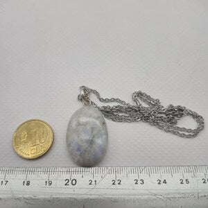 Moonstone Necklace – Cabochon Gemstone Pendant with Stainless Steel Chain