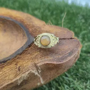 Carnelian Crystal Adjustable Brass Ring for Women