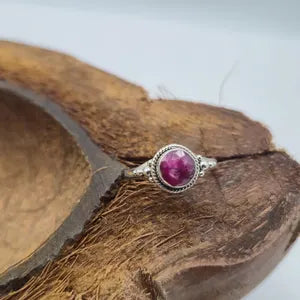 Faceted Ruby Ring – Adjustable Silver-Plated Gemstone Ring for Women
