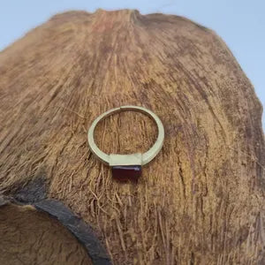 Carnelian Crystal Adjustable Brass Ring for Women