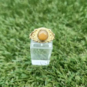 Carnelian Crystal Adjustable Brass Ring for Women