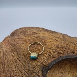 Turquoise Crystal Brass Ring