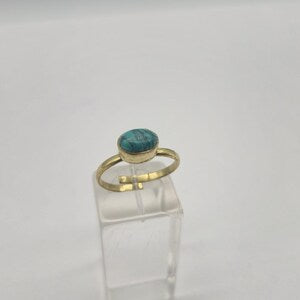 Turquoise Crystal Brass Ring